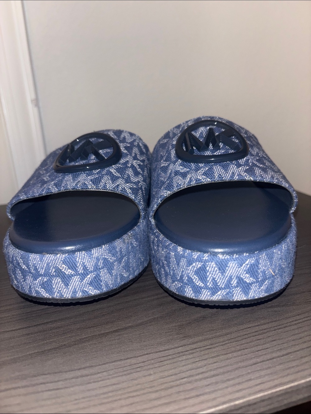 Michael Kors Sadler Wedge Navy Logo Slide Sandals - Picture 7 of 7